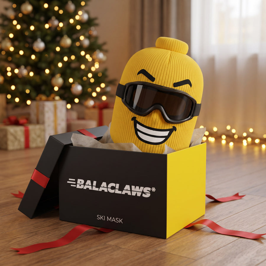 Lego Balaclava™ in its gift box under a Christmas tree
